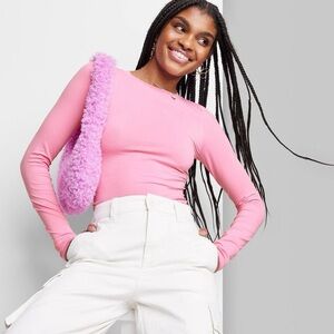 NWT! Wild Fable Long Sleeve Seamless Shirt in Pink - S